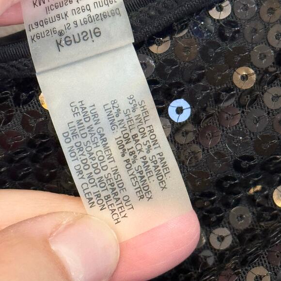 Kensie Two Piece Bikini Set L Black Sequins Halter Tie Straps Beach Summer NWT - Picture 15 of 16